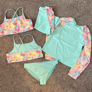 Catalina Mint and Tropical Floral Girls' Swim Set